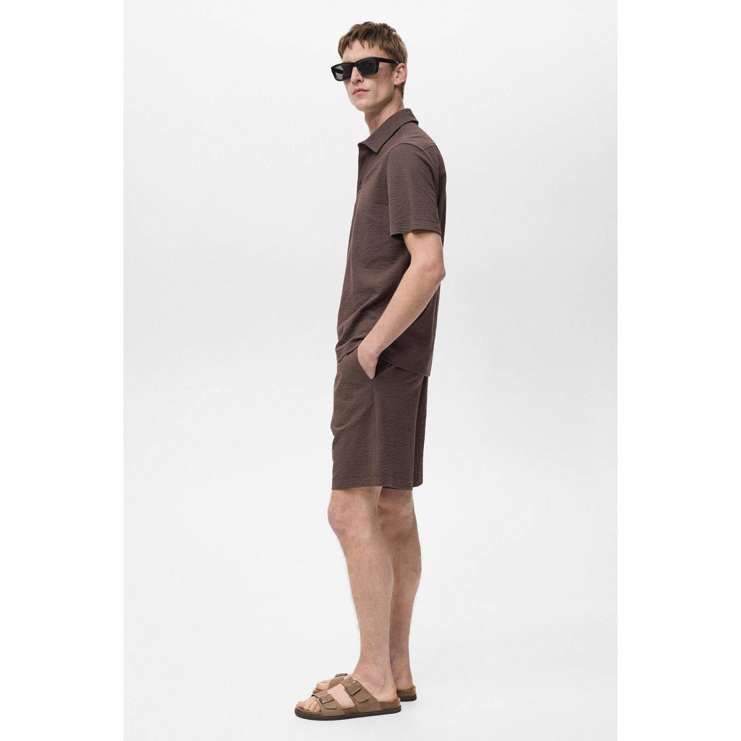 Mango Man straight casual short donkerbruin