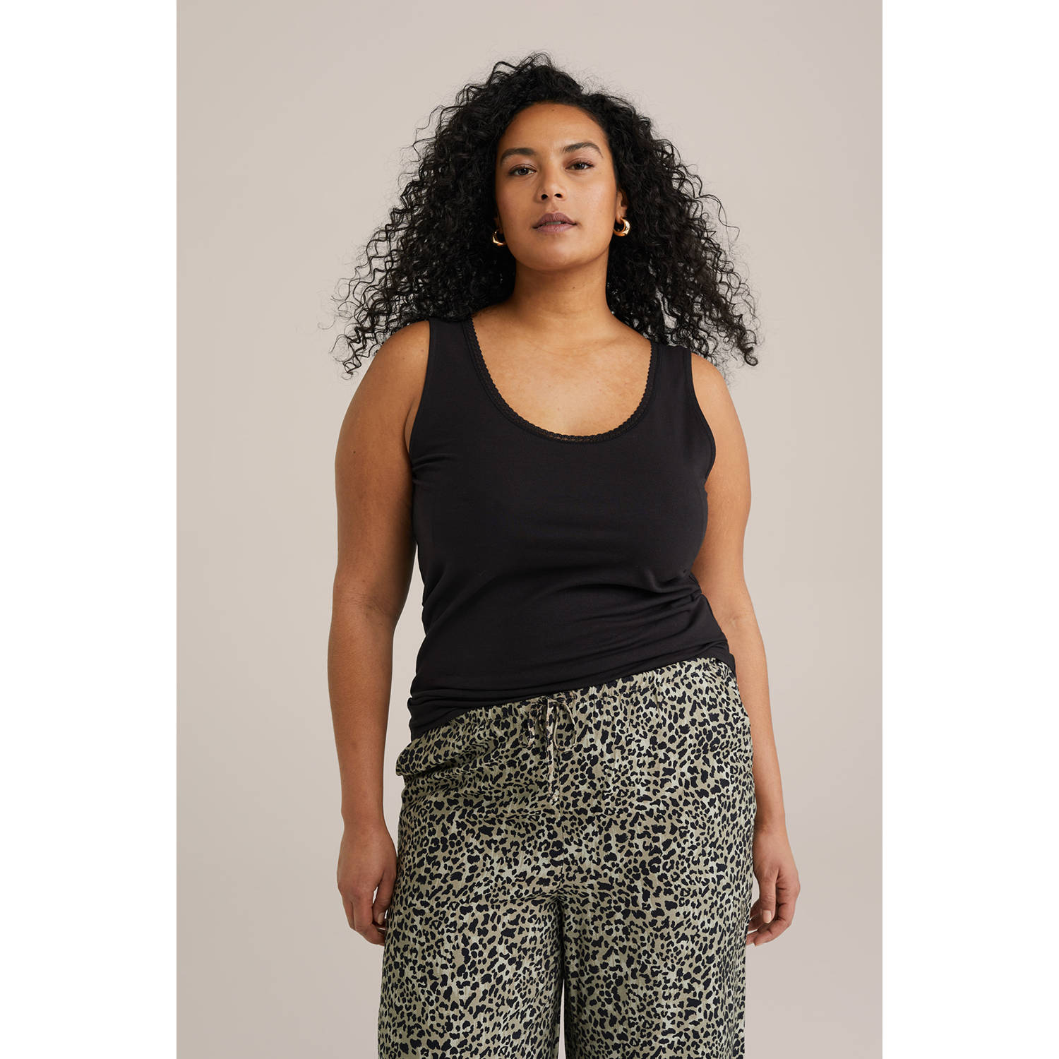 WE Fashion Curve singlet zwart