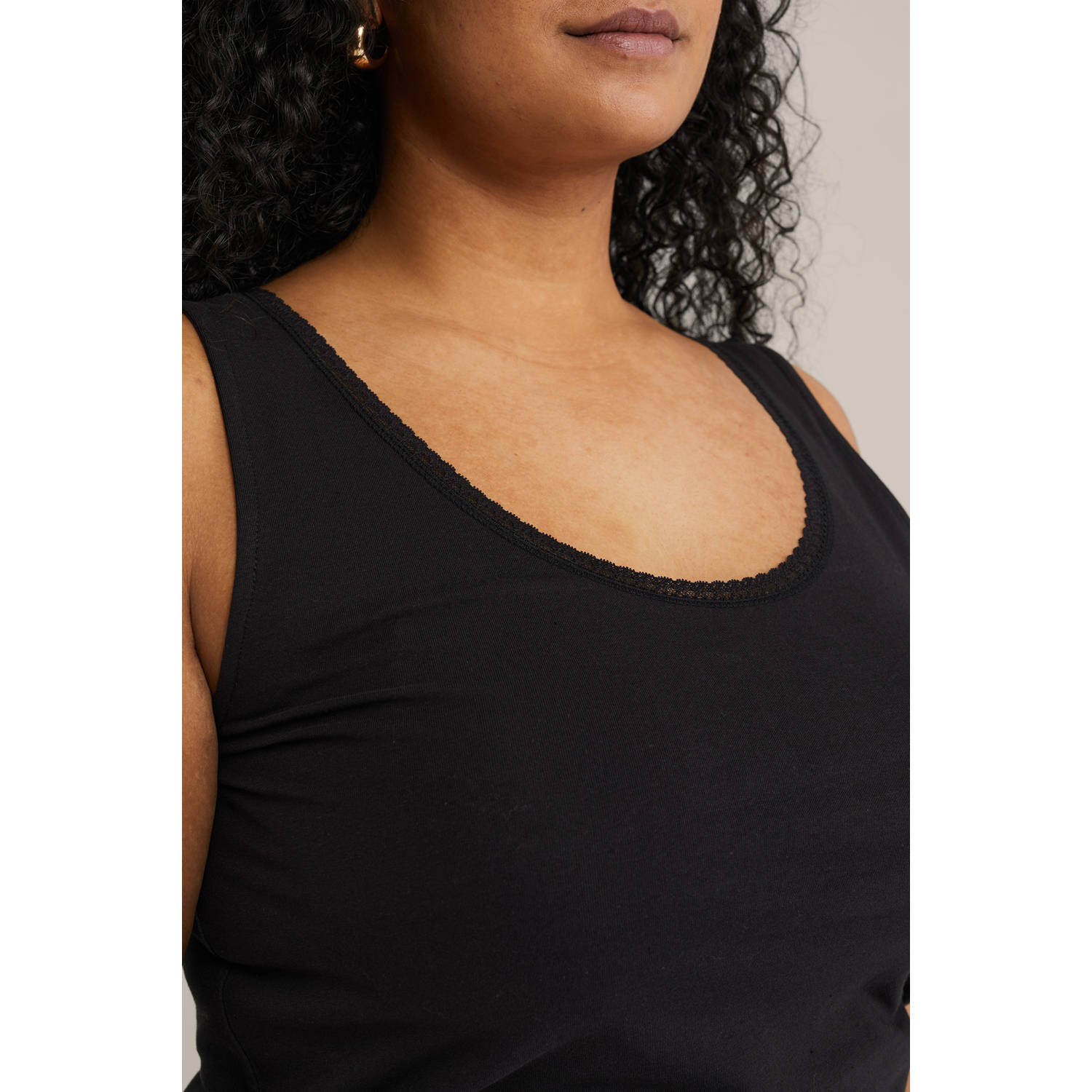 WE Fashion Curve singlet zwart