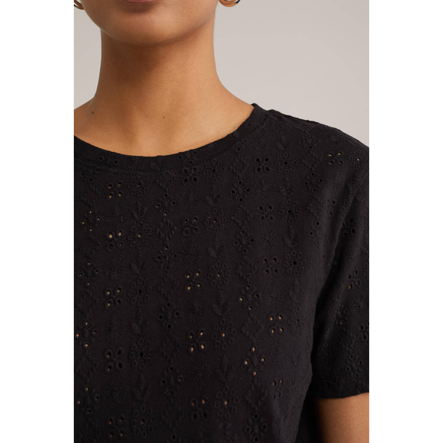 WE Fashion top zwart broderie