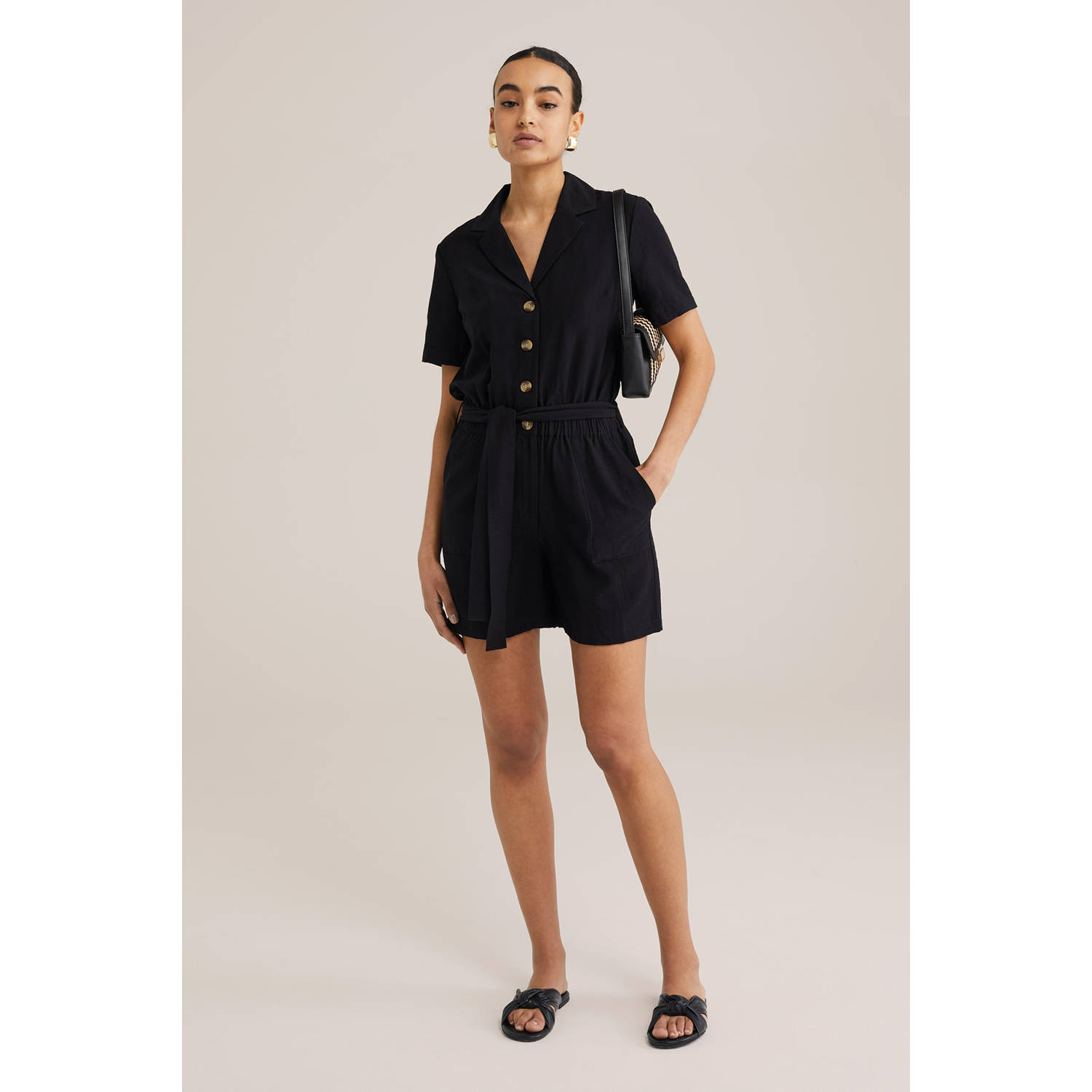 WE Fashion zwart regular playsuit