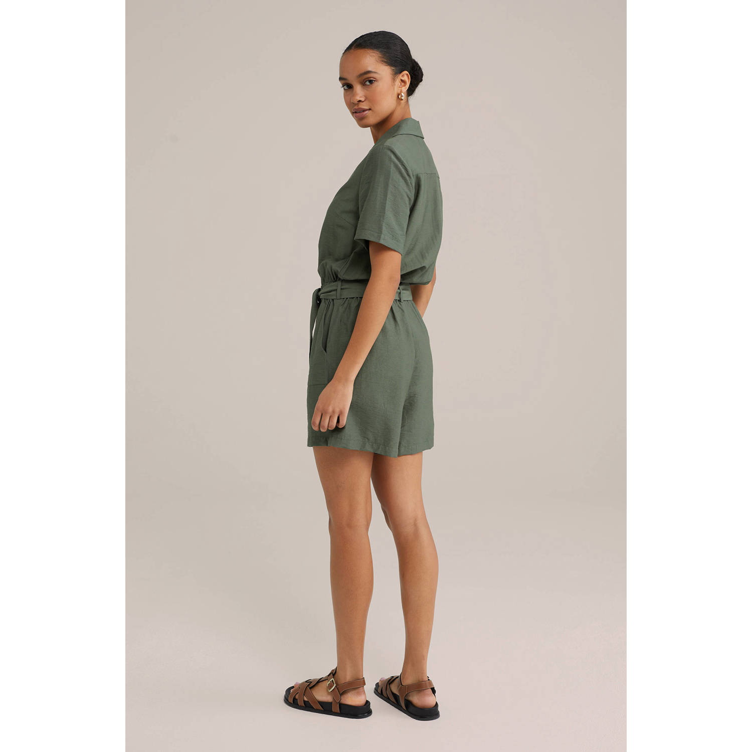 WE Fashion regular donkergroen