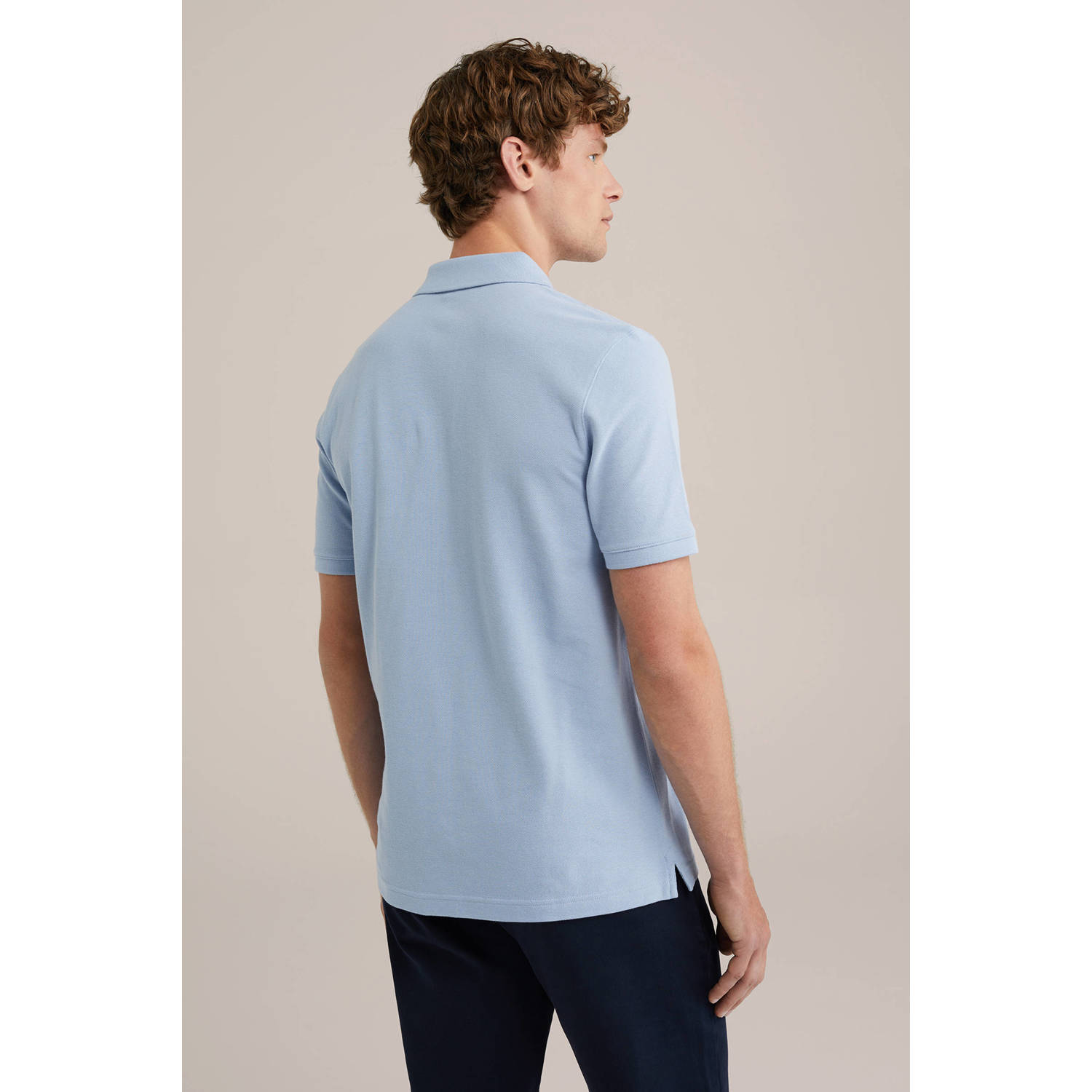 WE Fashion slim polo lichtblauw