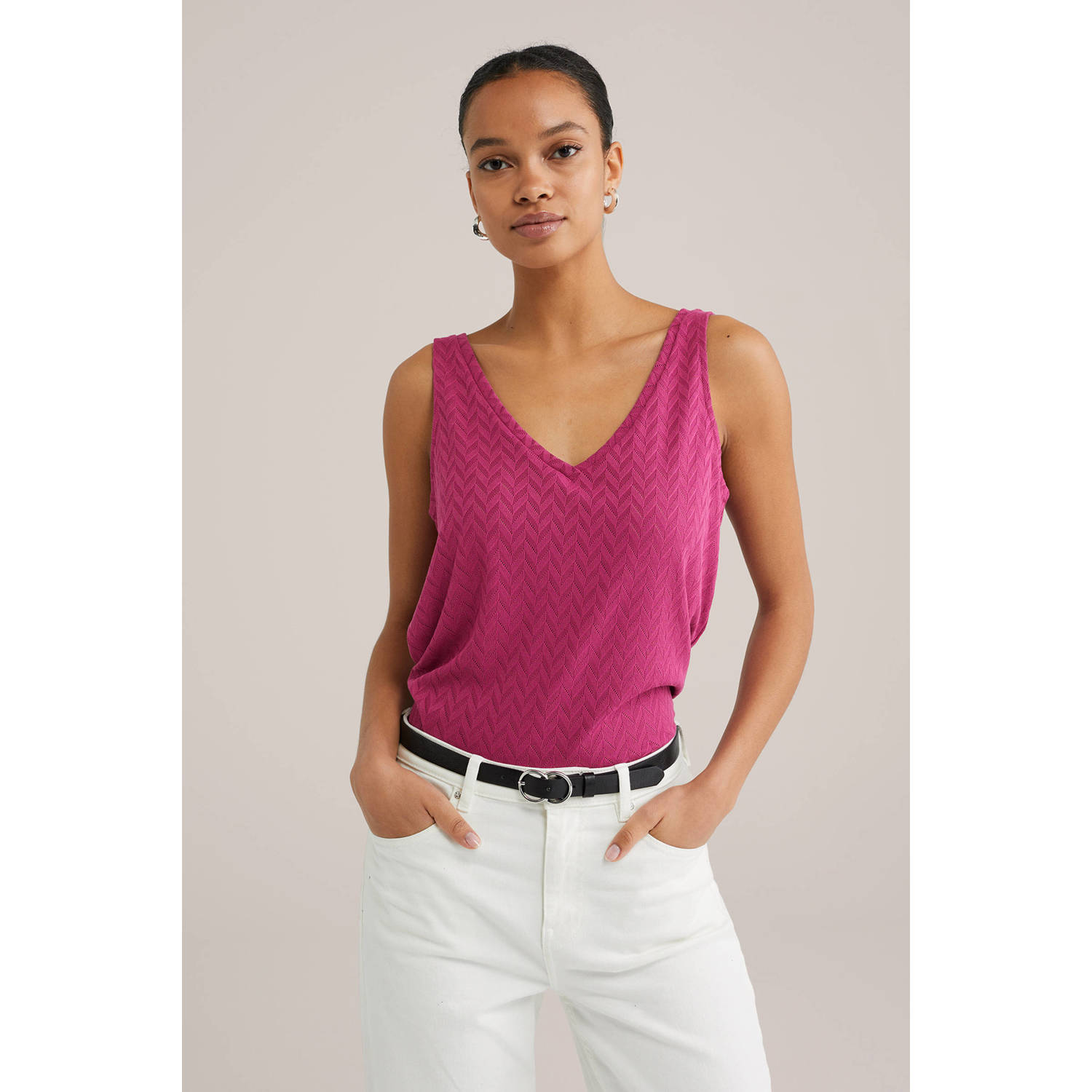 WE Fashion top paars fijn gebreid