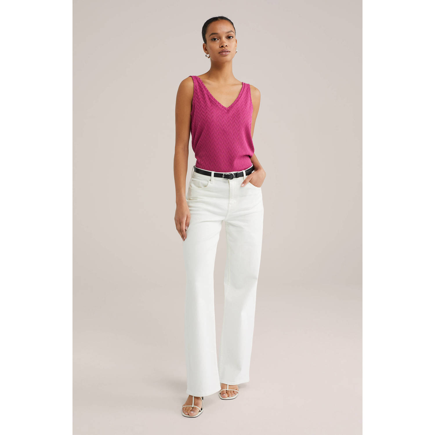 WE Fashion top paars fijn gebreid