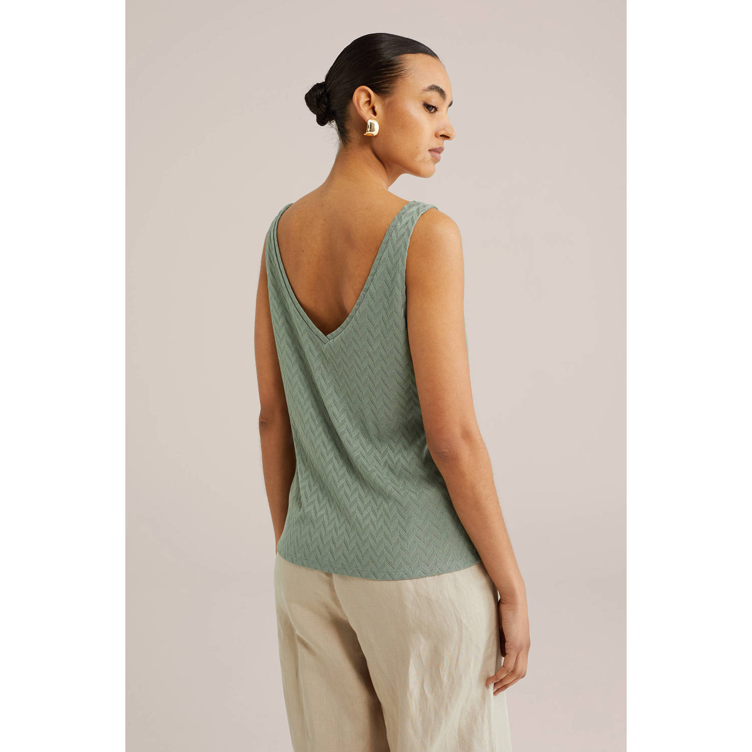 WE Fashion top lichtgroen fijn gebreid