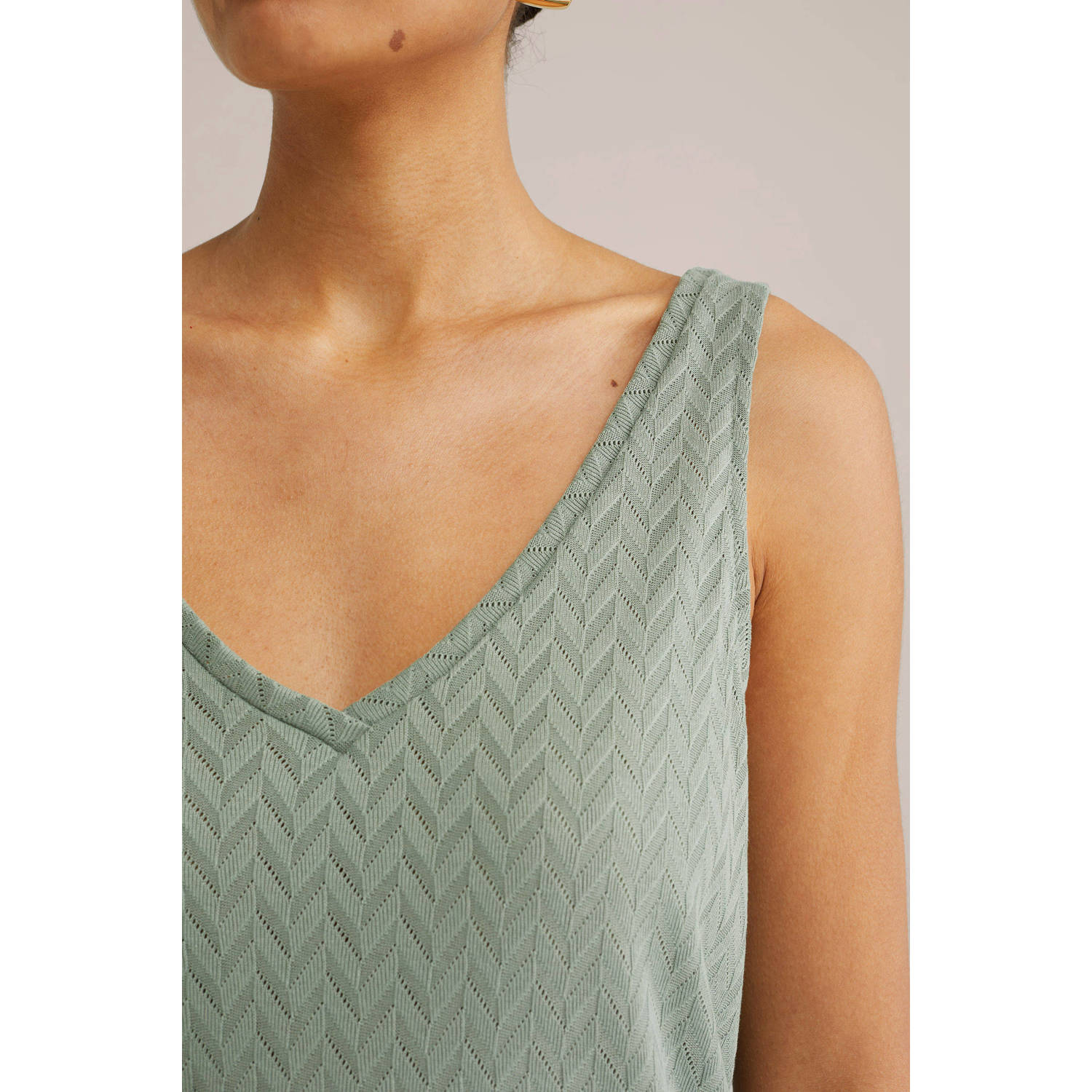 WE Fashion top lichtgroen fijn gebreid