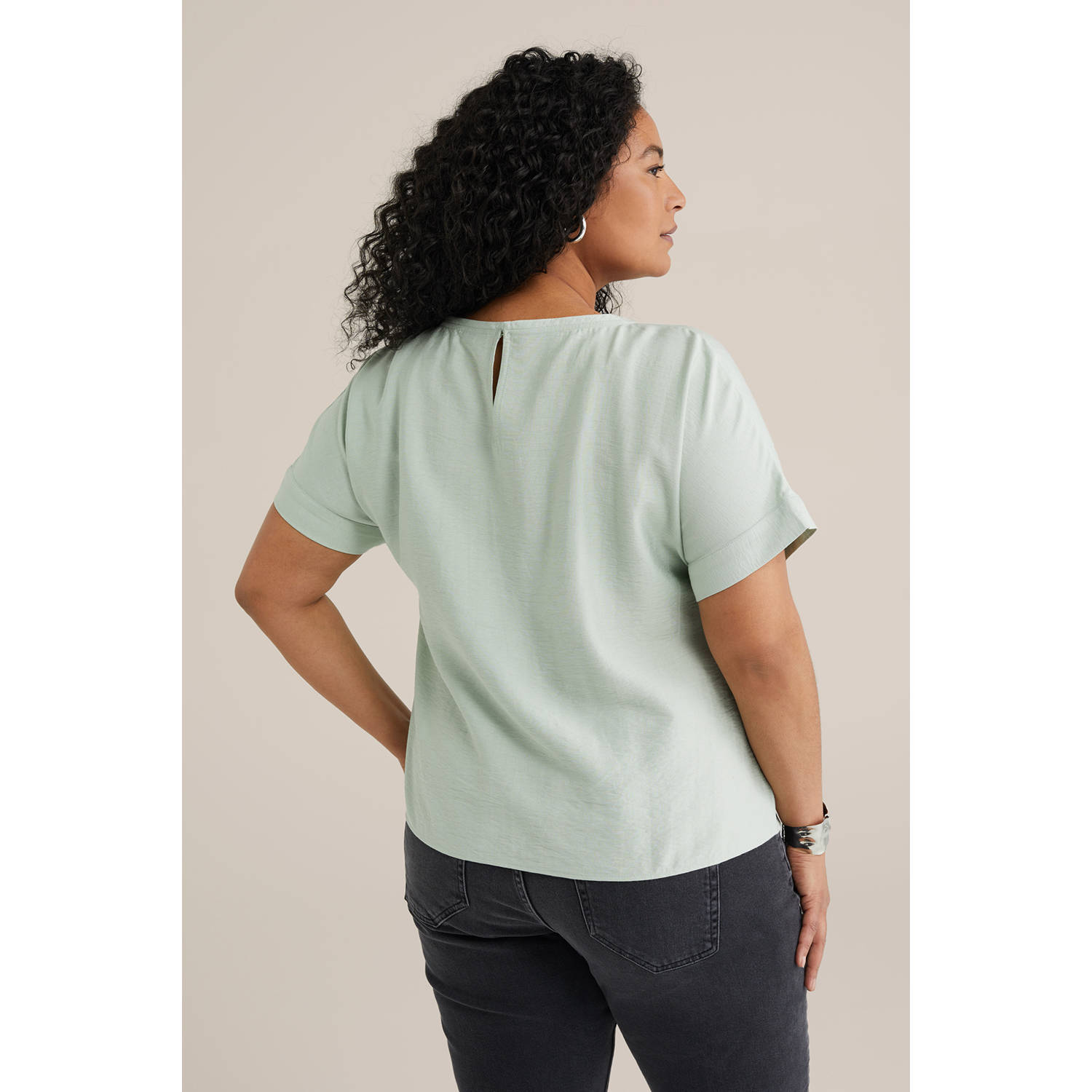 WE Fashion Curve top mintgroen