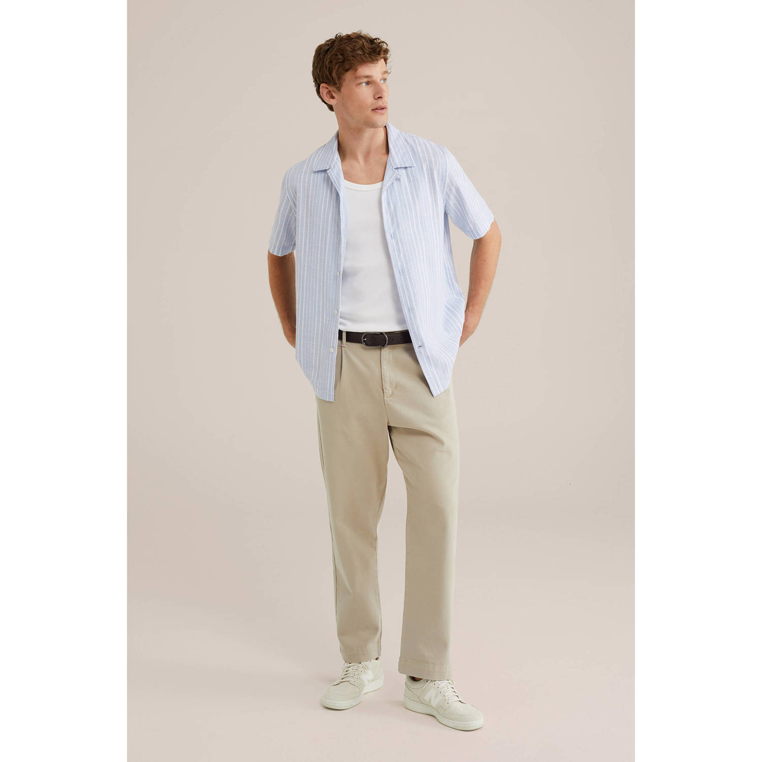 WE Fashion casual overhemd met textuur lichtblauw