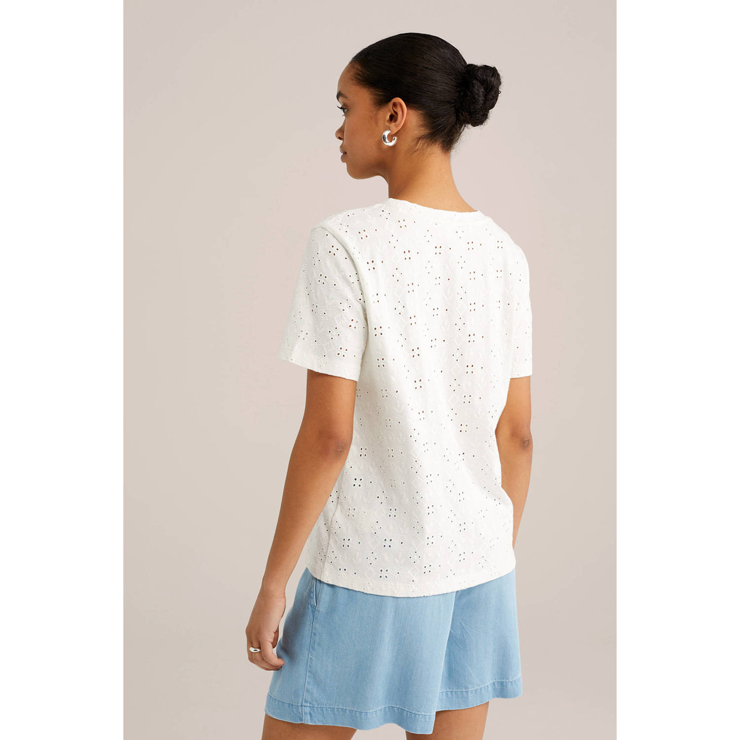 WE Fashion top broderie wit