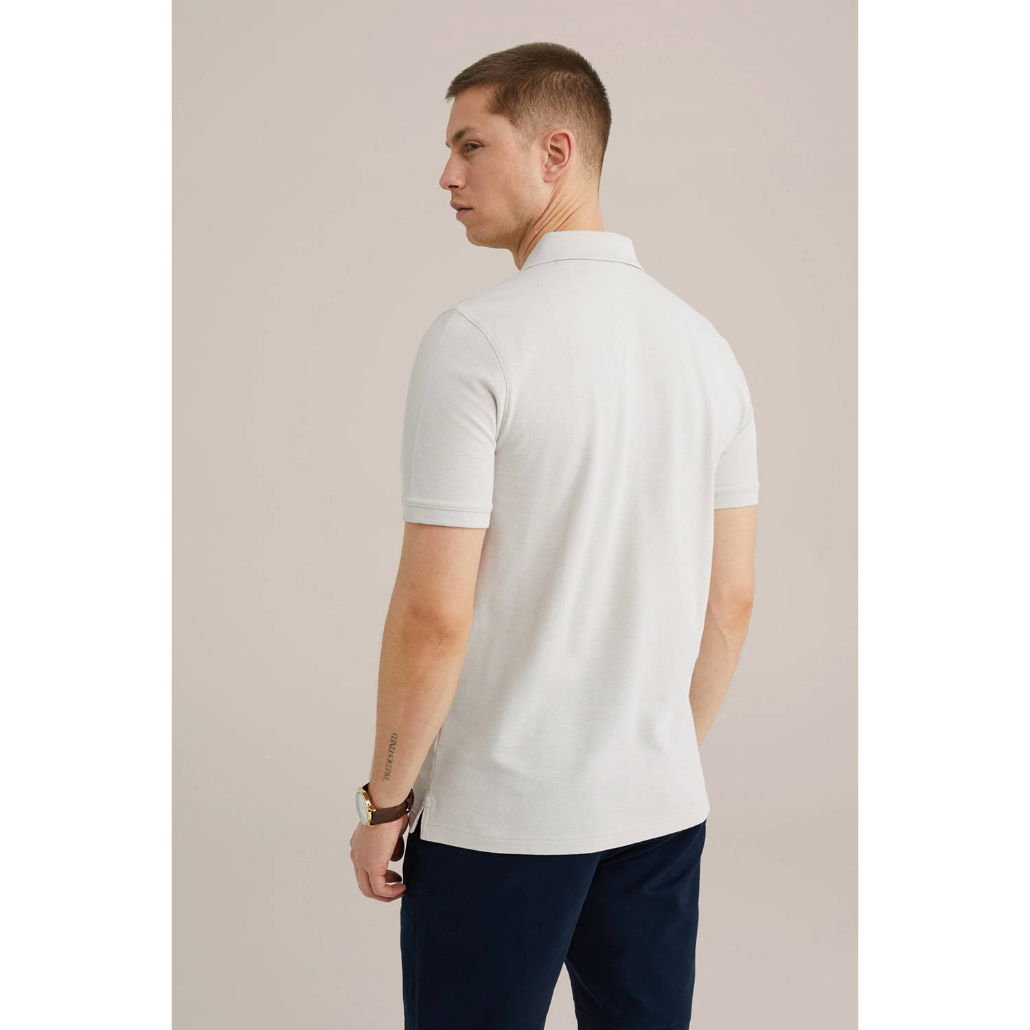 WE Fashion slim polo zand