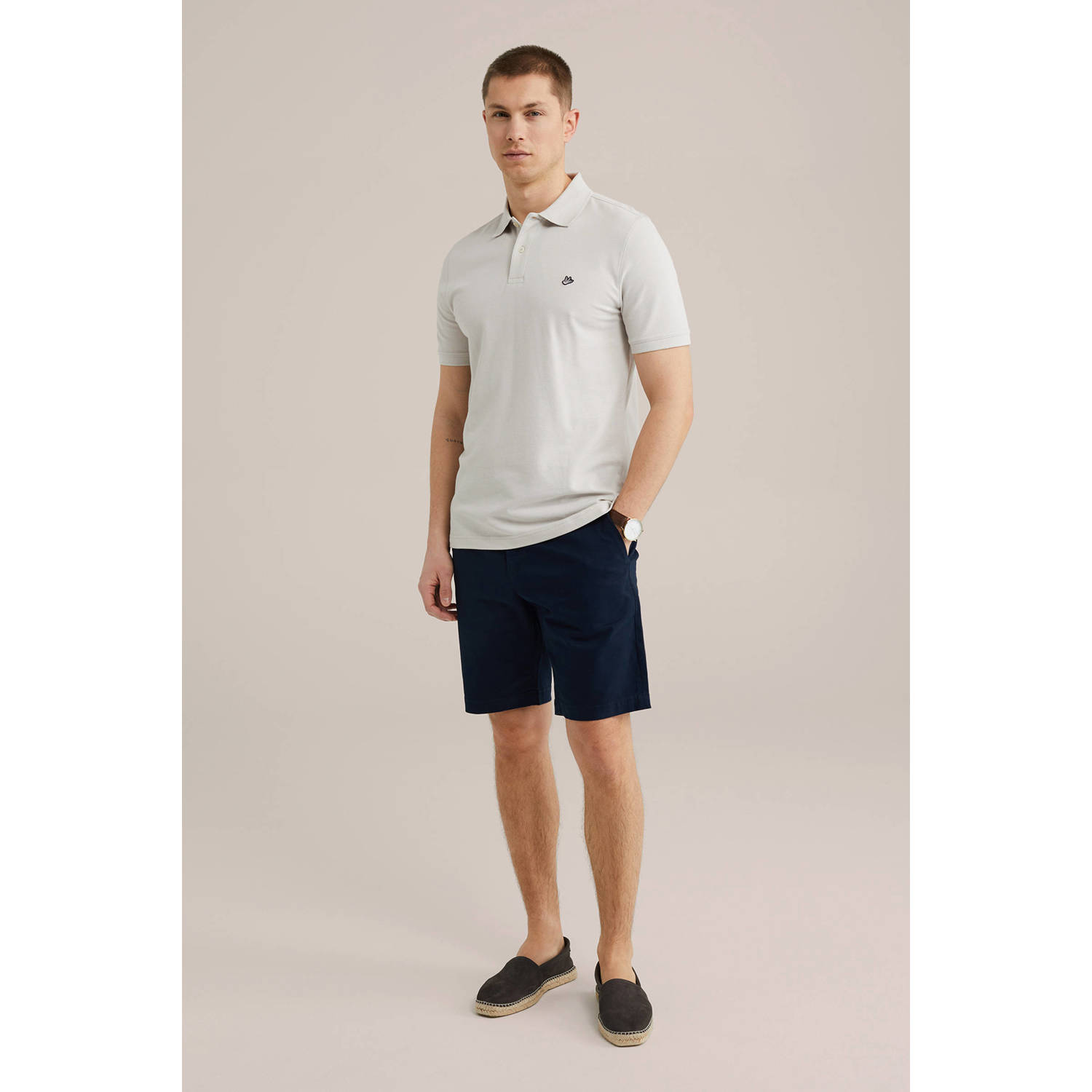 WE Fashion slim polo zand