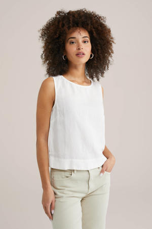 linnen mouwloze top wit