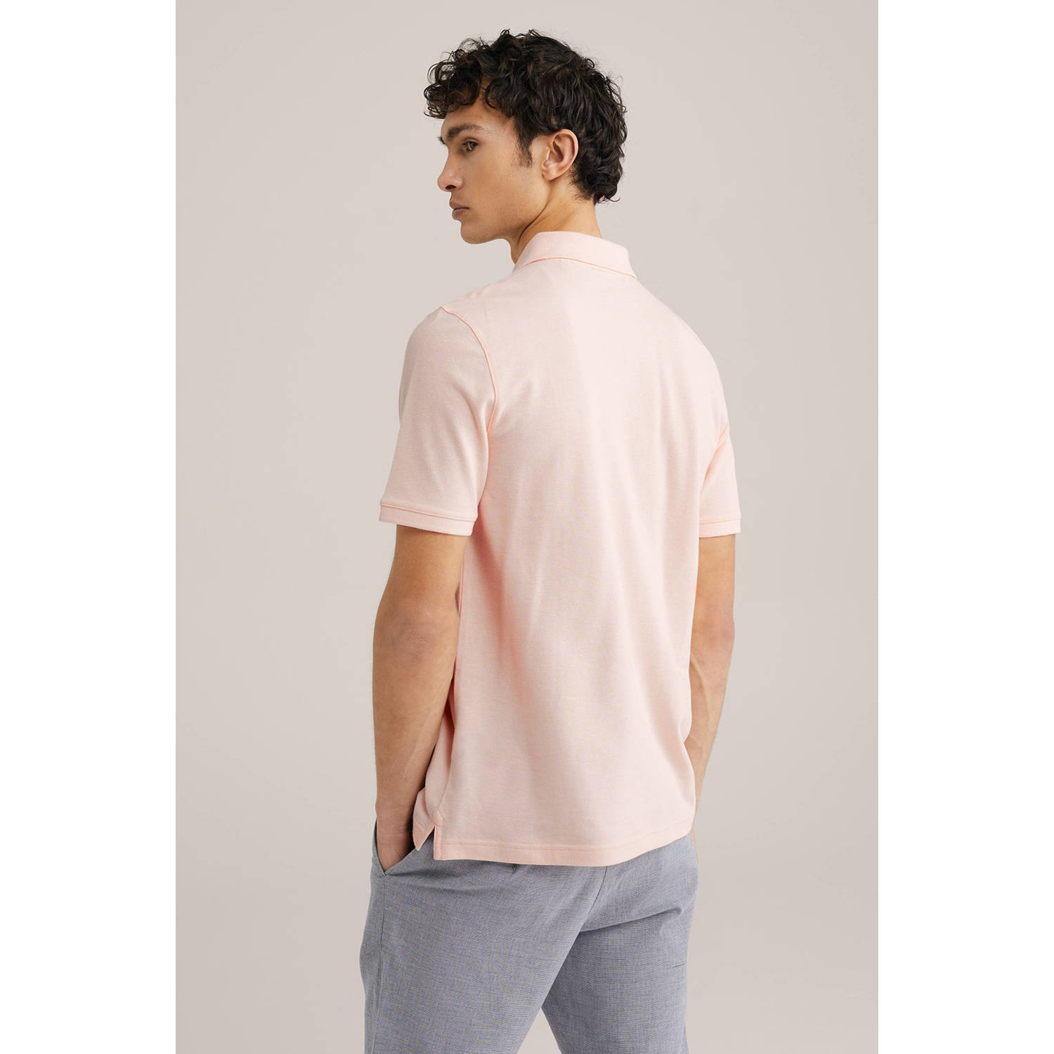 WE Fashion slim polo zalm