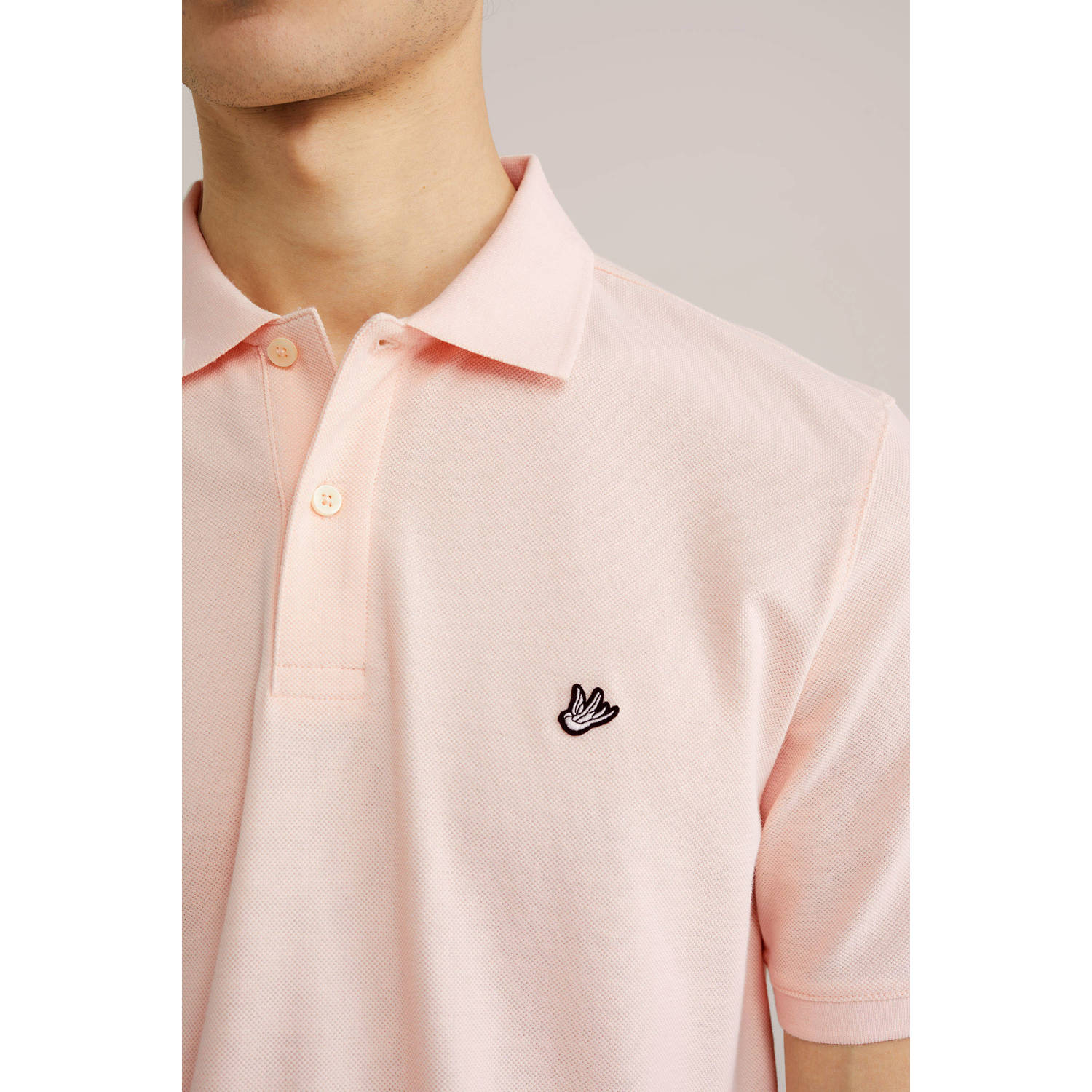 WE Fashion slim polo zalm