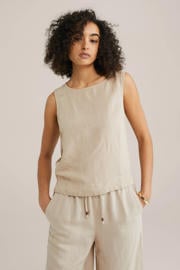 thumbnail: WE Fashion linnen mouwloze top beige