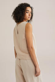 thumbnail: WE Fashion linnen mouwloze top beige