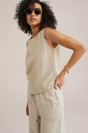 thumbnail: WE Fashion linnen mouwloze top beige