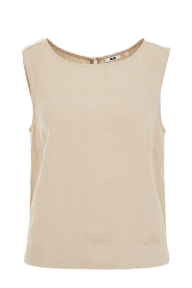 Amazhiyu Linnen tanktop voor dames, crop tanktop, mouwloos, blousetop, ronde hals, losse blouse, basic bovenstuk, vest, tops, shirt, wit, L
