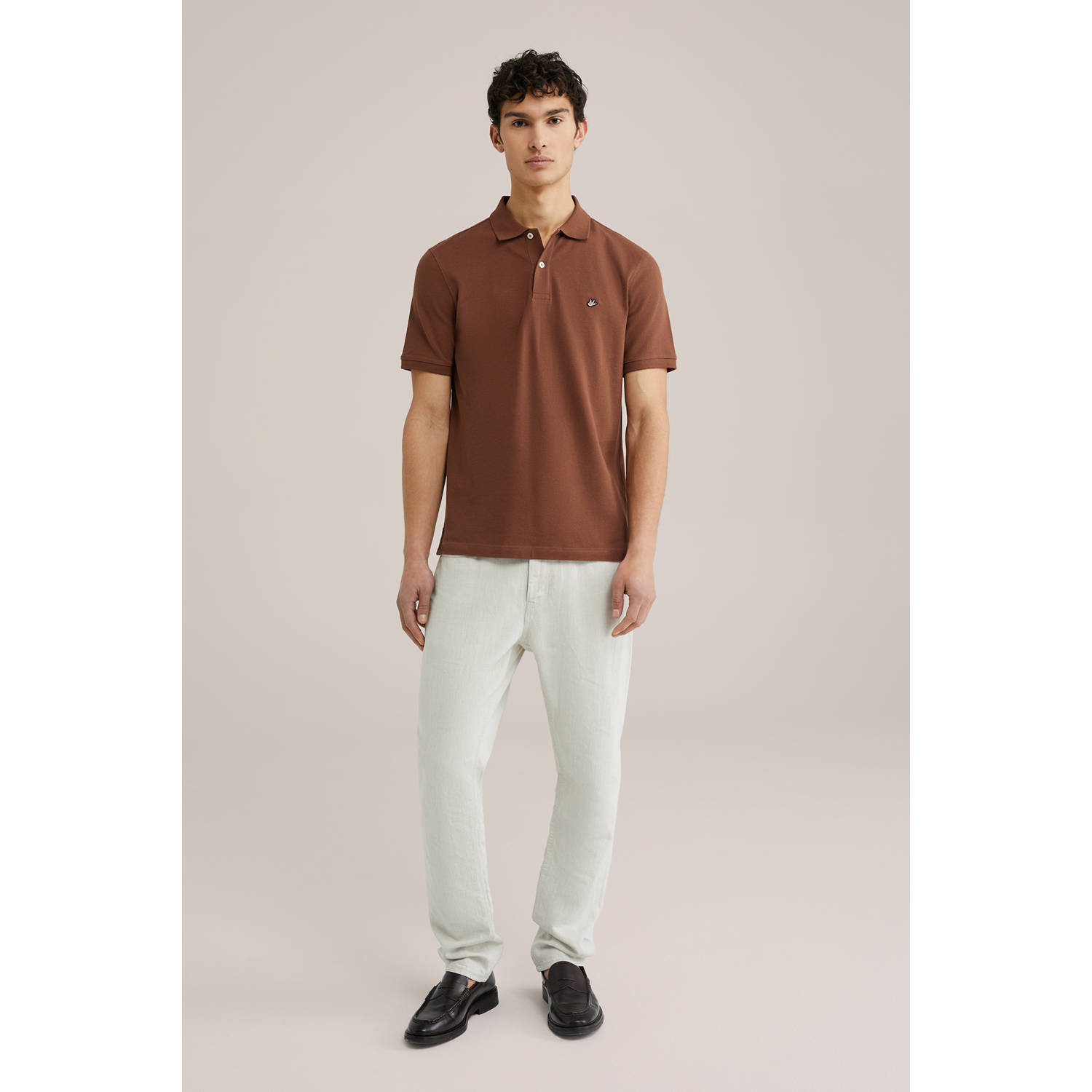 WE Fashion slim polo bruin