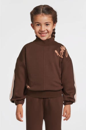 sweater met borduursel donkerbruin