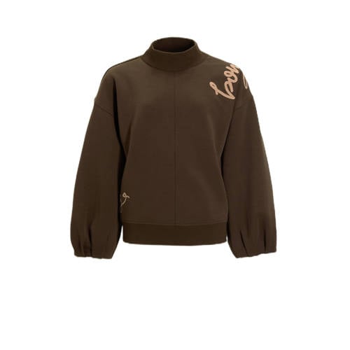 Me & My Monkey sweater met borduursel donkerbruin afbeelding