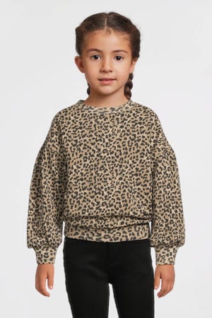 sweater met panterprint bruin