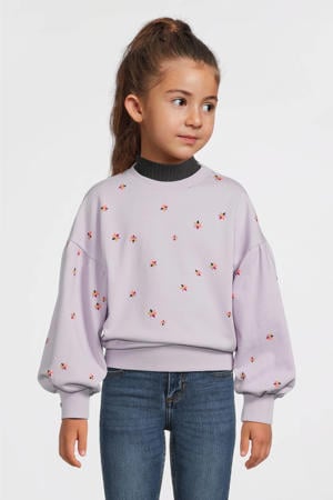sweater met bloemenprint lichtpaars