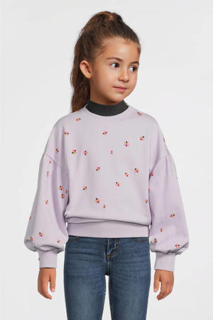 sweater  met bloemenprint lichtpaars