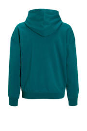 thumbnail: Donkergroene meisjes Me & My Monkey hoodie Ava van katoen met printopdruk, lange mouwen en capuchon
