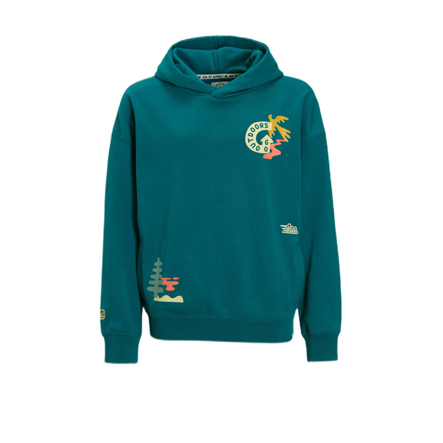 Me & My Monkey hoodie met printopdruk groen