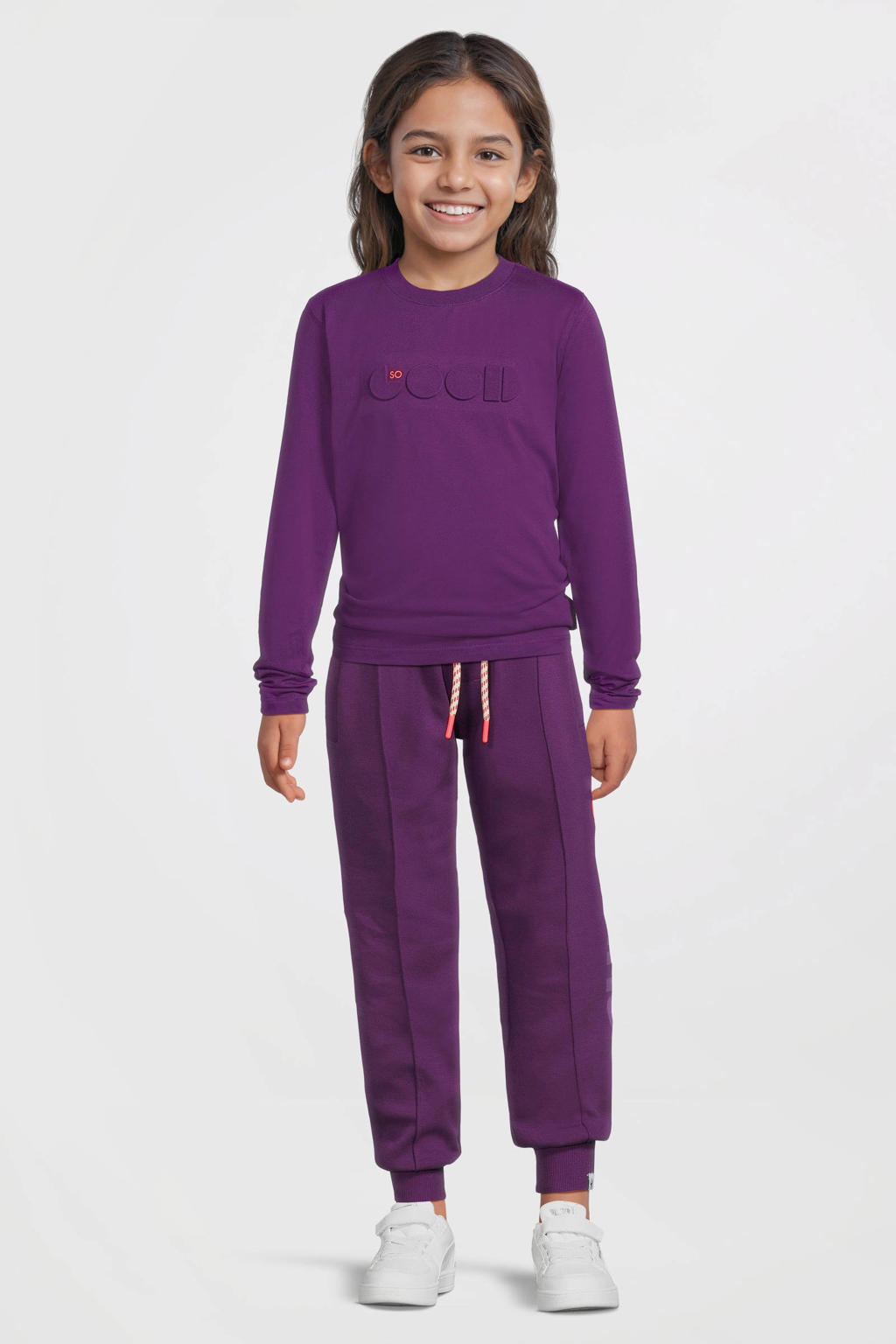 Donkerpaarse meisjes Me & My Monkey longsleeve tekst printopdruk van katoen met lange mouwen en ronde hals