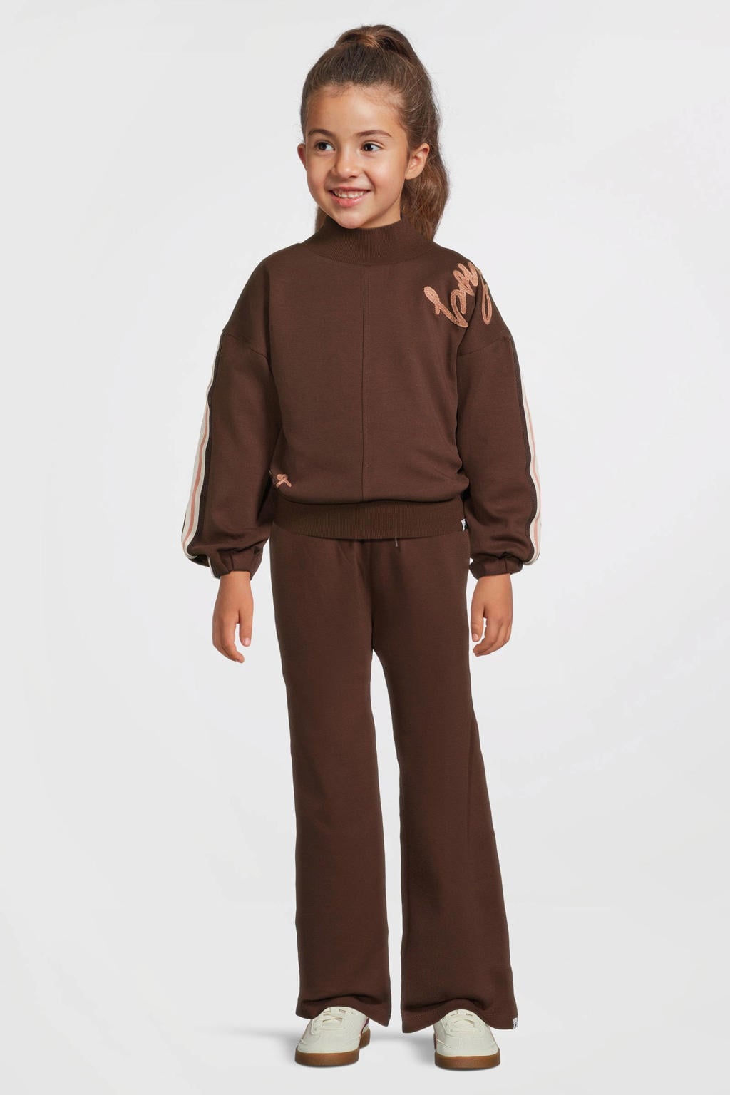 Bruine meisjes Me & My Monkey broek van katoen met elastische tailleband met koord