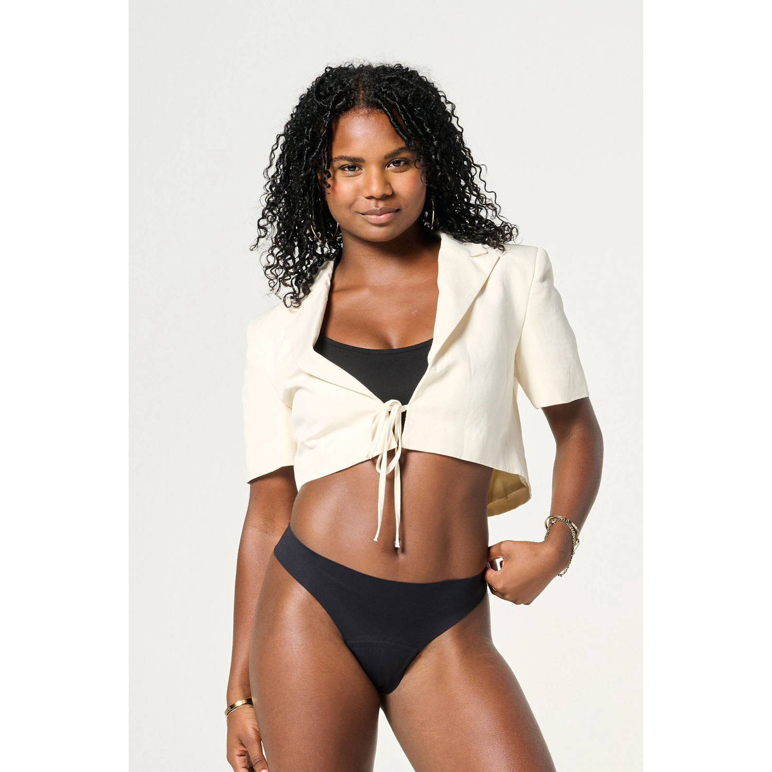Moodies Undies naadloze menstruatiestring light zwart