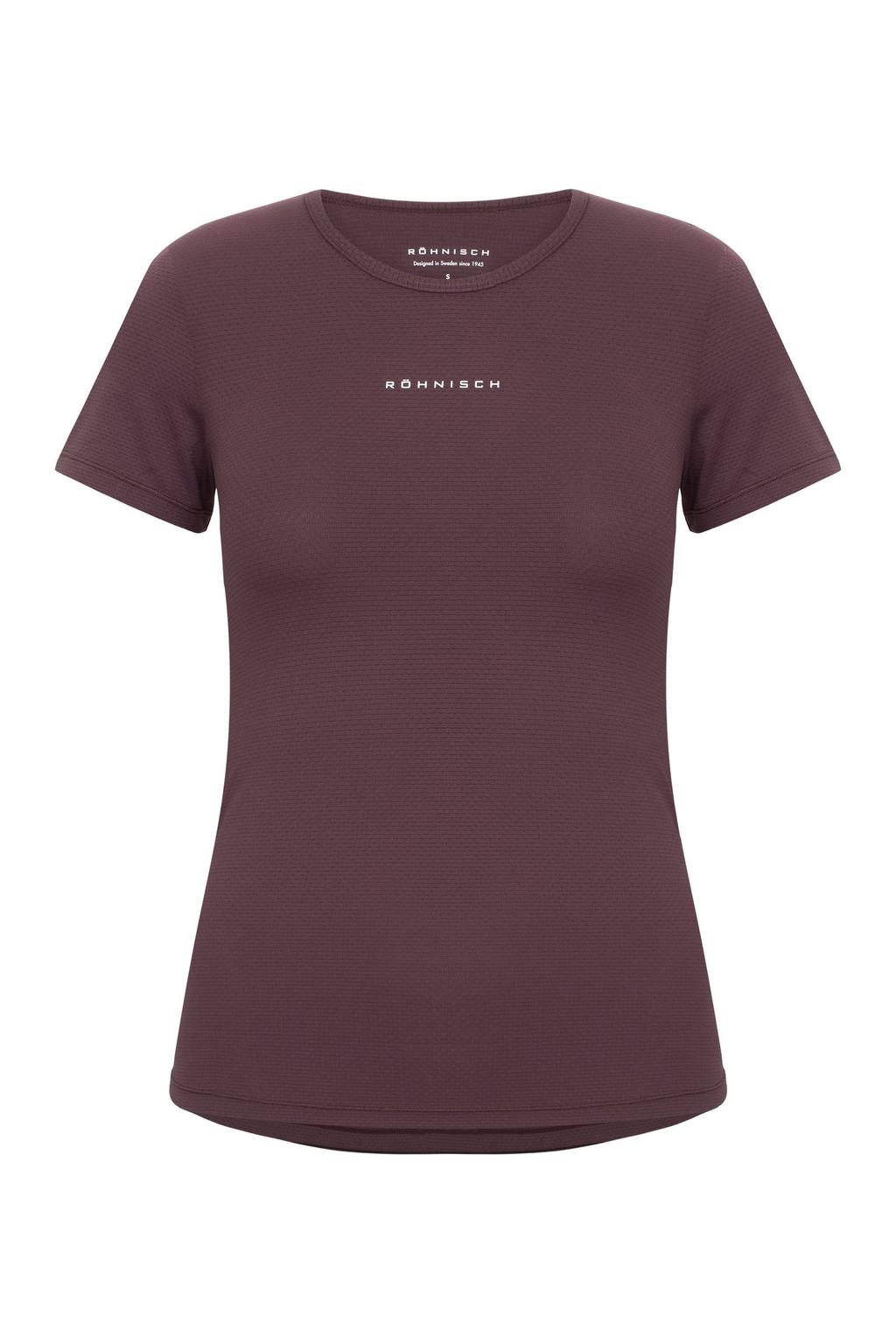 Donkerrode dames Rohnisch sportshirt van polyester met ronde hals