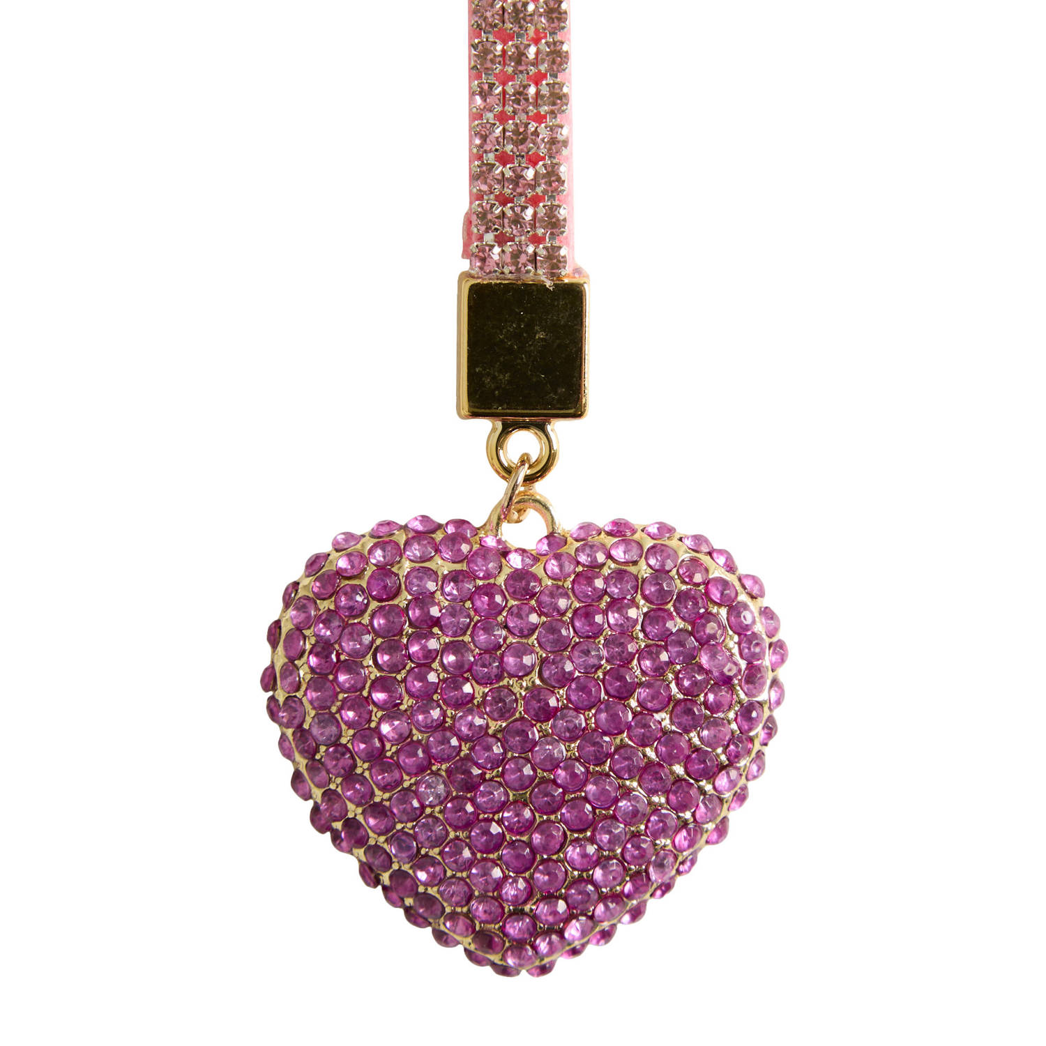 PIECES sleutelhanger PCTALIA met strass roze