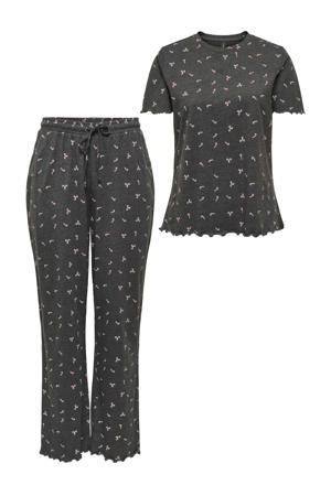 pyjama ONLBLANCA met kerstprint donkergrijs