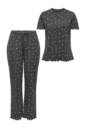 pyjama ONLBLANCA met kerstprint donkergrijs