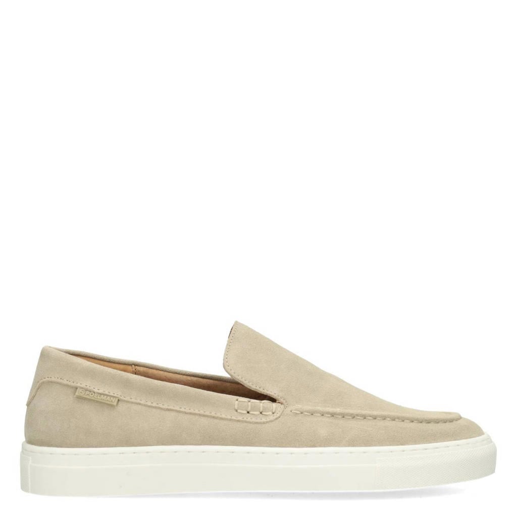 Beige heren Poelman Mick suède loafers