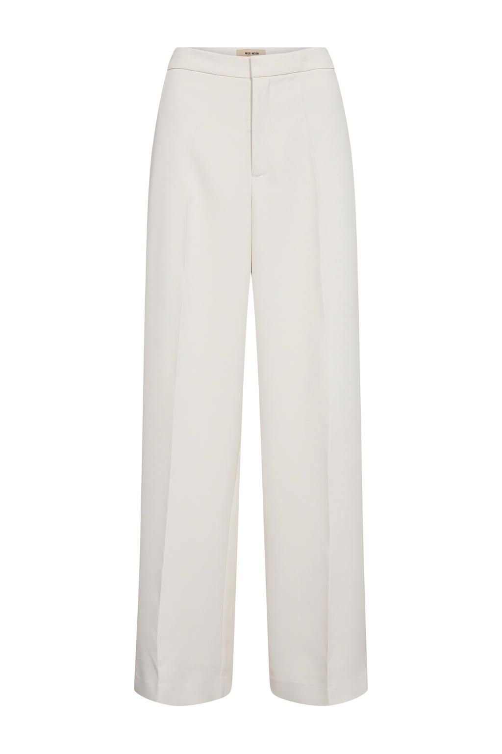 Witte dames Mos Mosh straight high waist pantalon van polyester met wijde pijpen en effen