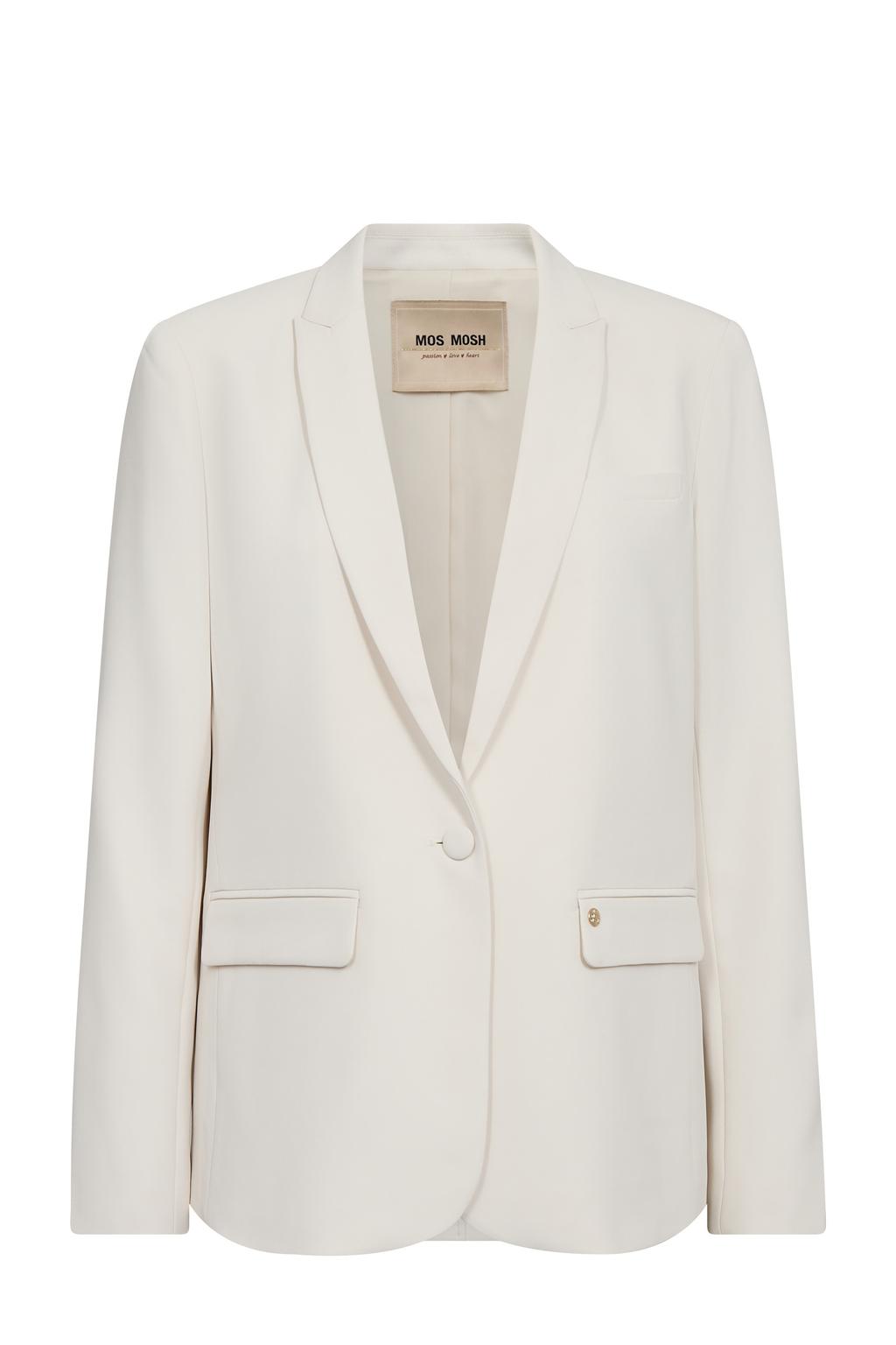 Witte dames Mos Mosh regular blazer van polyester met effen, lange mouwen en reverskraag