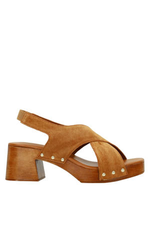 suède sandalettes cognac