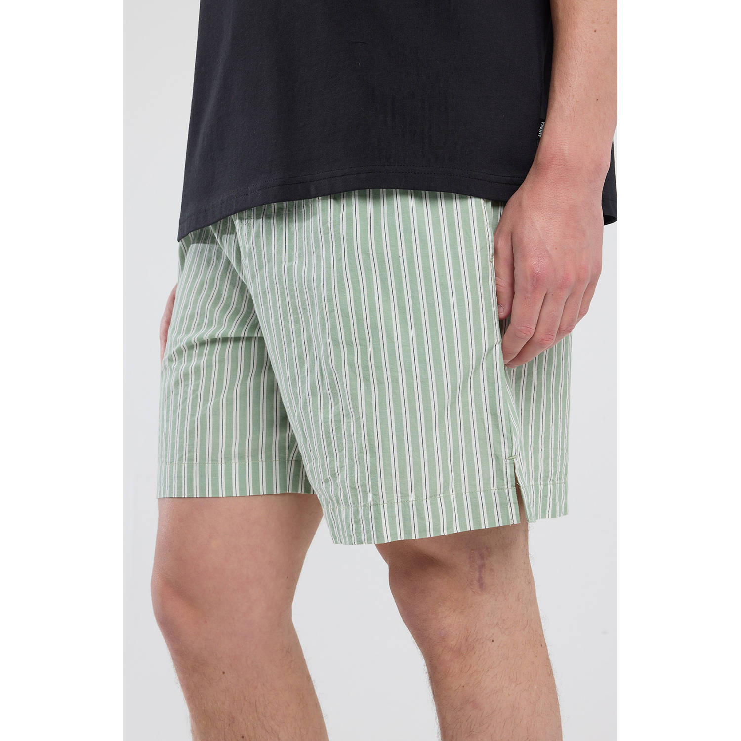 America Today pyjamashort Lennon groen wit