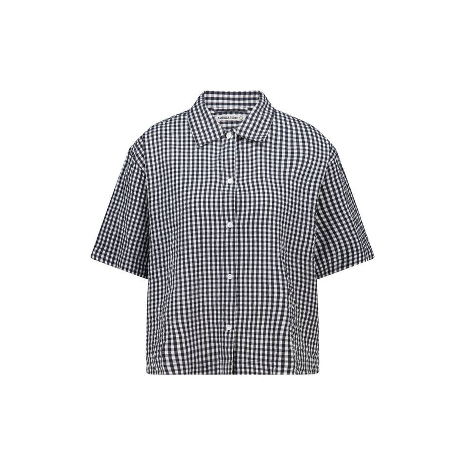 America Today pyjamatop Layne zwart wit