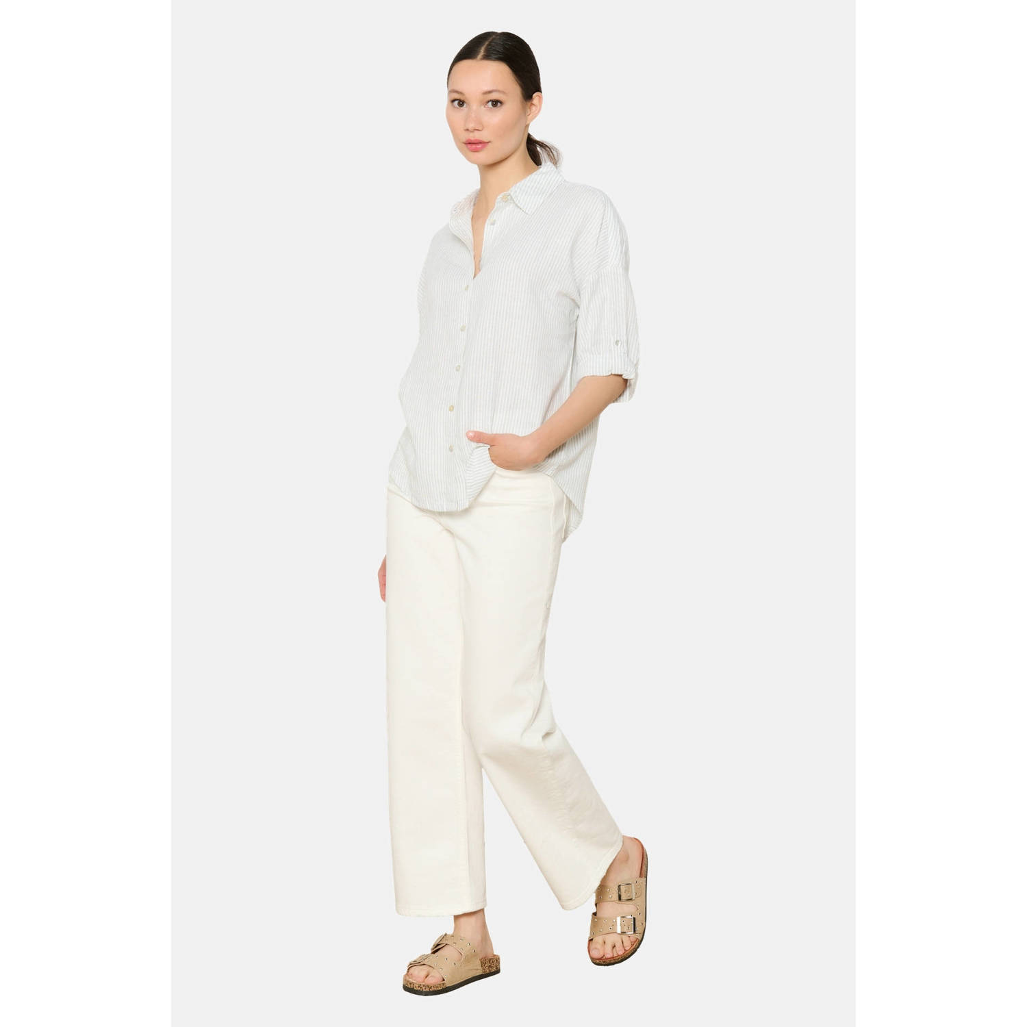 LOLALIZA linnen blouse mintgroen