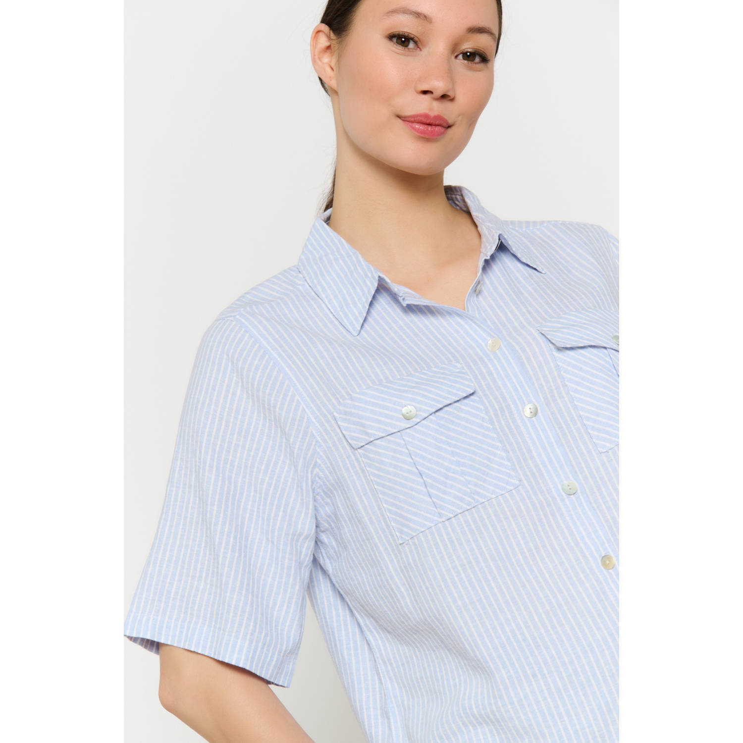 LOLALIZA linnen blouse lichtblauw