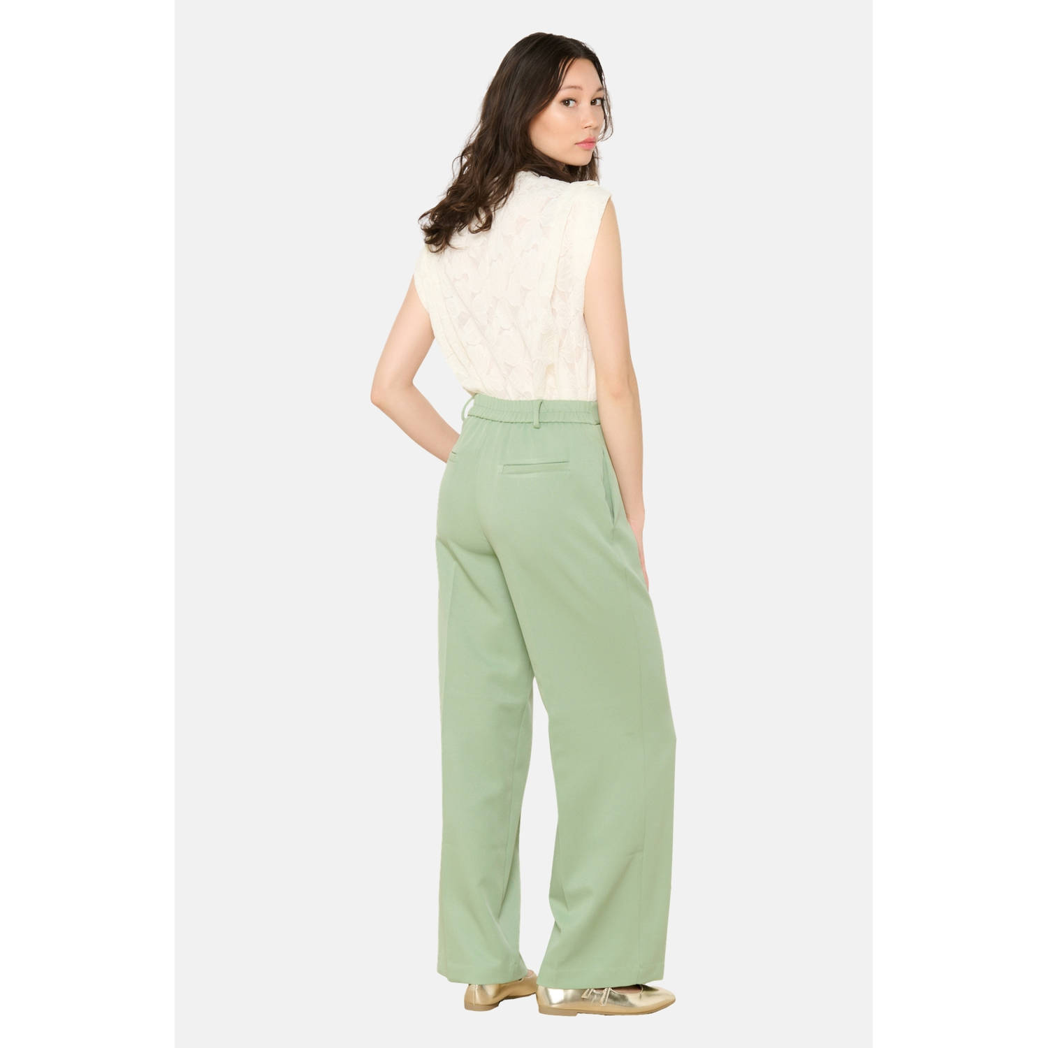 LOLALIZA wide leg pantalon mintgroen