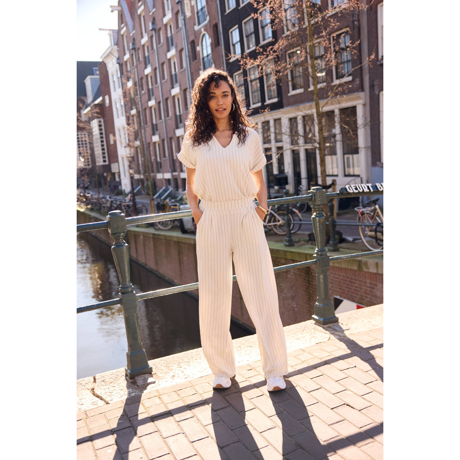 LOLALIZA Romy Monteiro x Wehkamp wide leg casual broek ecru