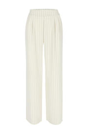 thumbnail: Ecru dames Romy Monteiro x LOLALIZA x Wehkamp wide leg casual broek van polyester met regular waist, elastische tailleband en krijtstreepprint