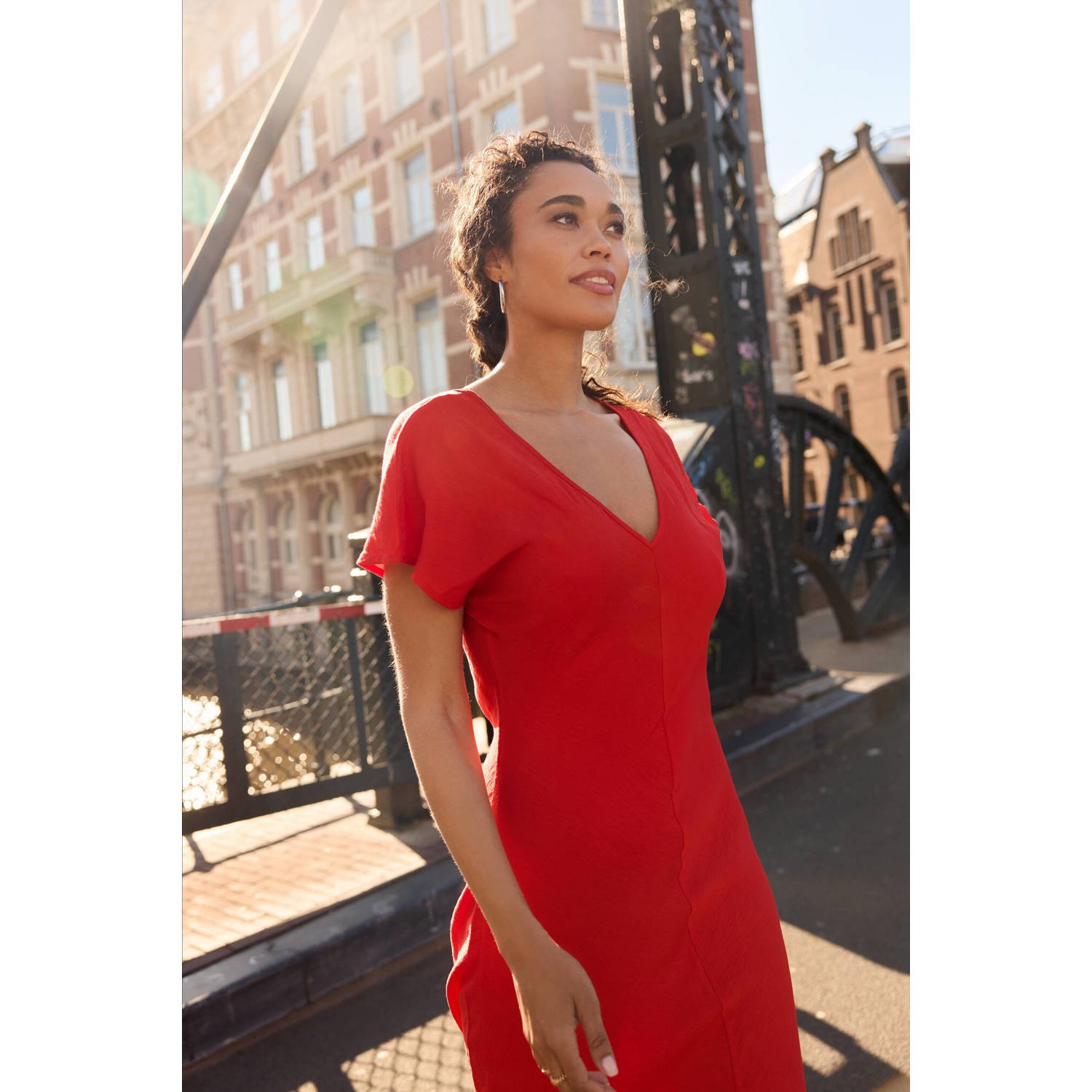 LOLALIZA Romy Monteiro x Wehkamp maxi jurk rood